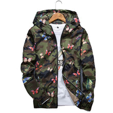 Load image into Gallery viewer, Men&#39;s Casual Butterfly Print Camouflage Hoodie Jacket