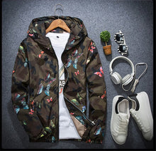 Load image into Gallery viewer, Men&#39;s Casual Butterfly Print Camouflage Hoodie Jacket