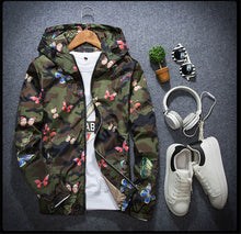 Load image into Gallery viewer, Men&#39;s Casual Butterfly Print Camouflage Hoodie Jacket