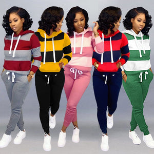 Women's  2 Color Top Hooded Sweatsuit Set