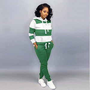 Women's  2 Color Top Hooded Sweatsuit Set