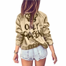 Load image into Gallery viewer, Women&#39;s Casual Bomber Jacket with Queen Print